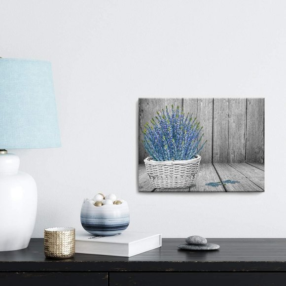 New Canvas Wall Art Lavender Flower in a Basket Ready to hang - Picture 3 of 3